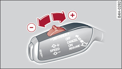 Control lever: Setting the distance